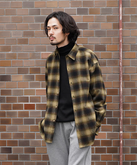 オーバーサイズオンブレチェックシャツ