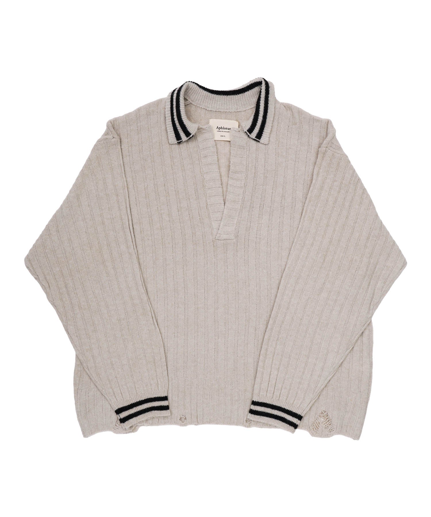 オーバーサイズポロニット グレー