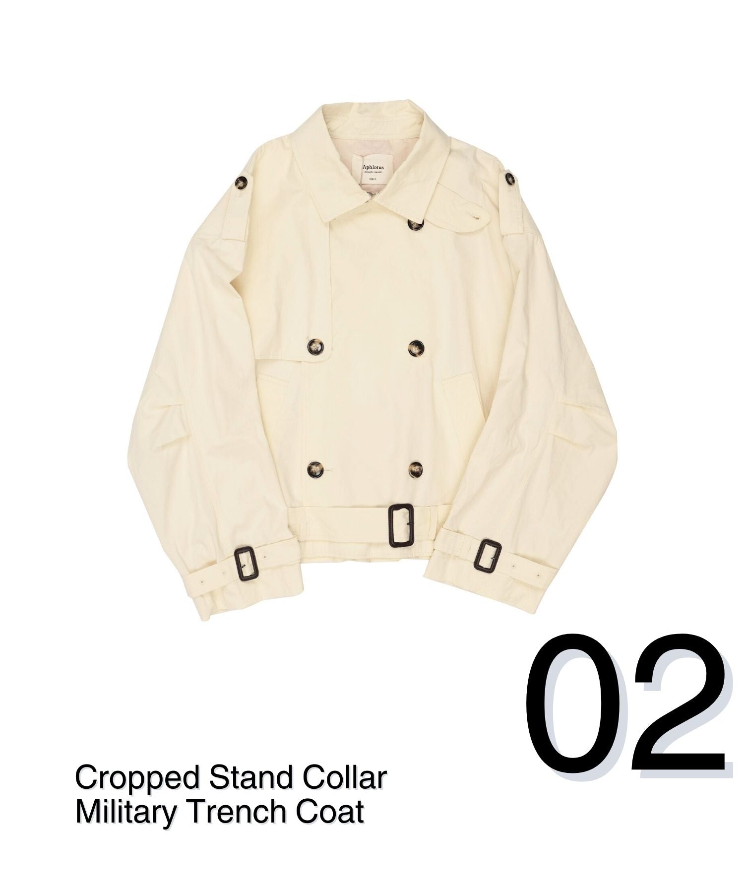 クロップド丈スタンドカラーミリタリートレンチコート