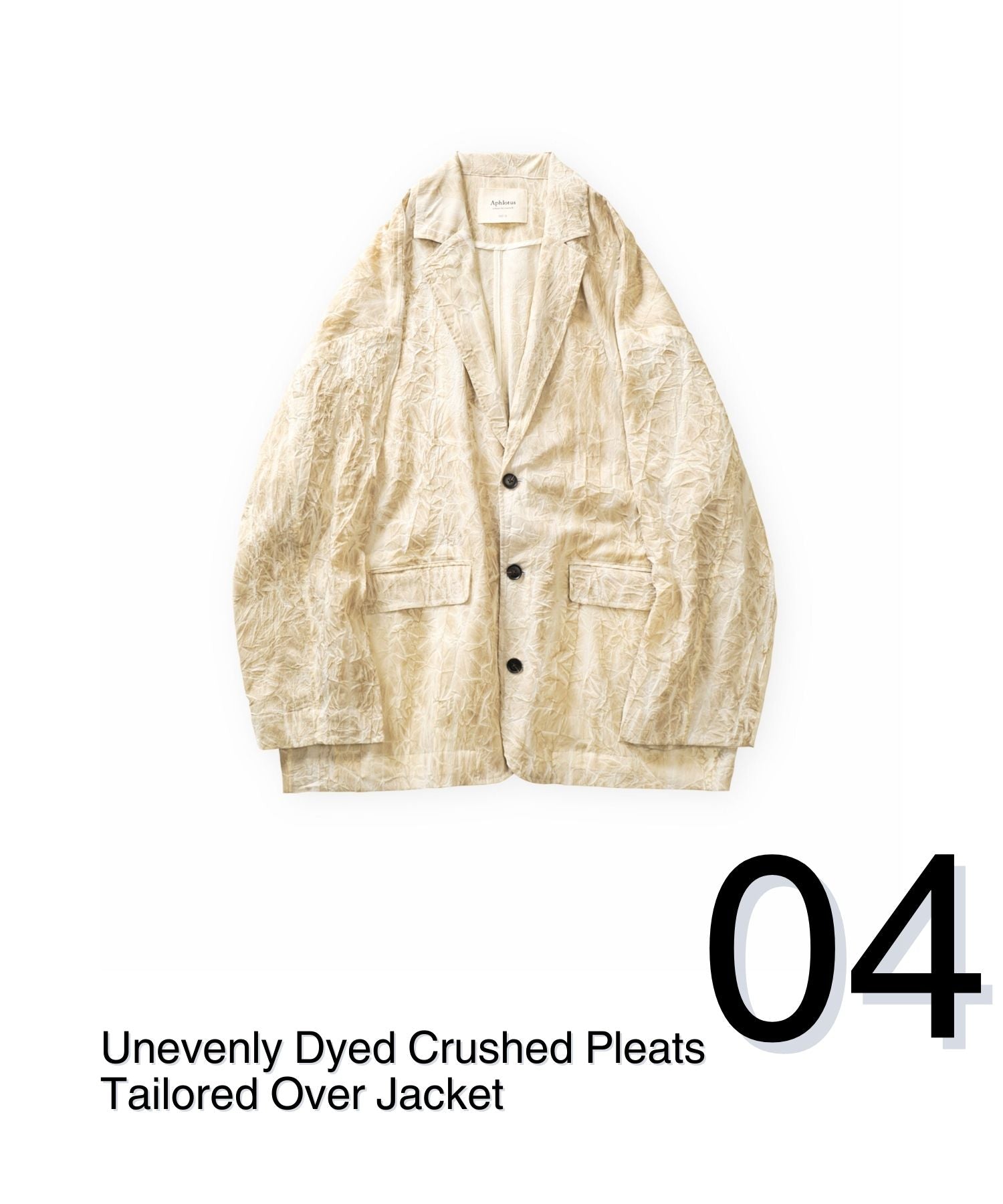 ムラ染めクラッシュプリーツテーラードオーバージャケット
