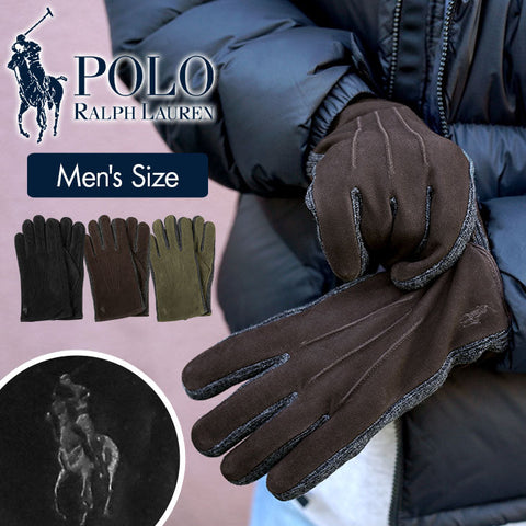 ポロ ラルフローレン POLO RALPH LAUREN SUEDE GLOVE WITH KNIT FOURCHETTE メンズ 手袋 OUTLET SALE_F