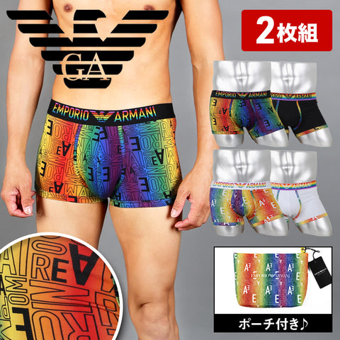 エンポリオ アルマーニ EMPORIO ARMANI 【2枚セット】RAINBOW LOGO メンズ ローライズボクサーパンツ