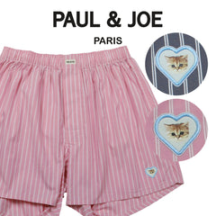 ポールアンドジョー PAUL&JOE 先染めストライプ ハートワッペン メンズ トランクス 猫 かわいい プレゼント ギフト 彼氏 夫 旦那