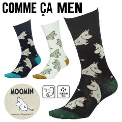 コムサメン COMME CA MEN クルー 表綿100 ムーミンコラボ ムーミン総柄 メンズ ソックス 【メール便】｜靴下 おしゃれ 人気 クリスマス プレゼント 彼氏