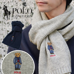 ポロ ラルフローレン POLO RALPH LAUREN solid denim bear scarf マフラー