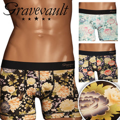 グレイブボールト Gravevault PEONY FLOWER メンズ ショート ボクサーパンツ 【メール便】